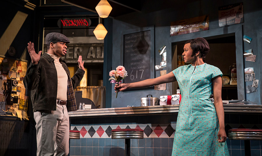 (L to R) Chester Gregory (Sterling) and Nambi E. Kelley (Risa) in August Wilson’s Two Trains Running, directed by Chuck Smith at Goodman Theatre. Photo by Liz Lauren